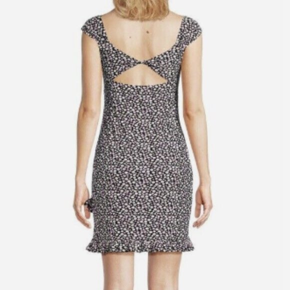 NWT No Boundaries Juniors Black Bodycon Floral Ruffle Hem Dress, XL (15-17) - Picture 2 of 7